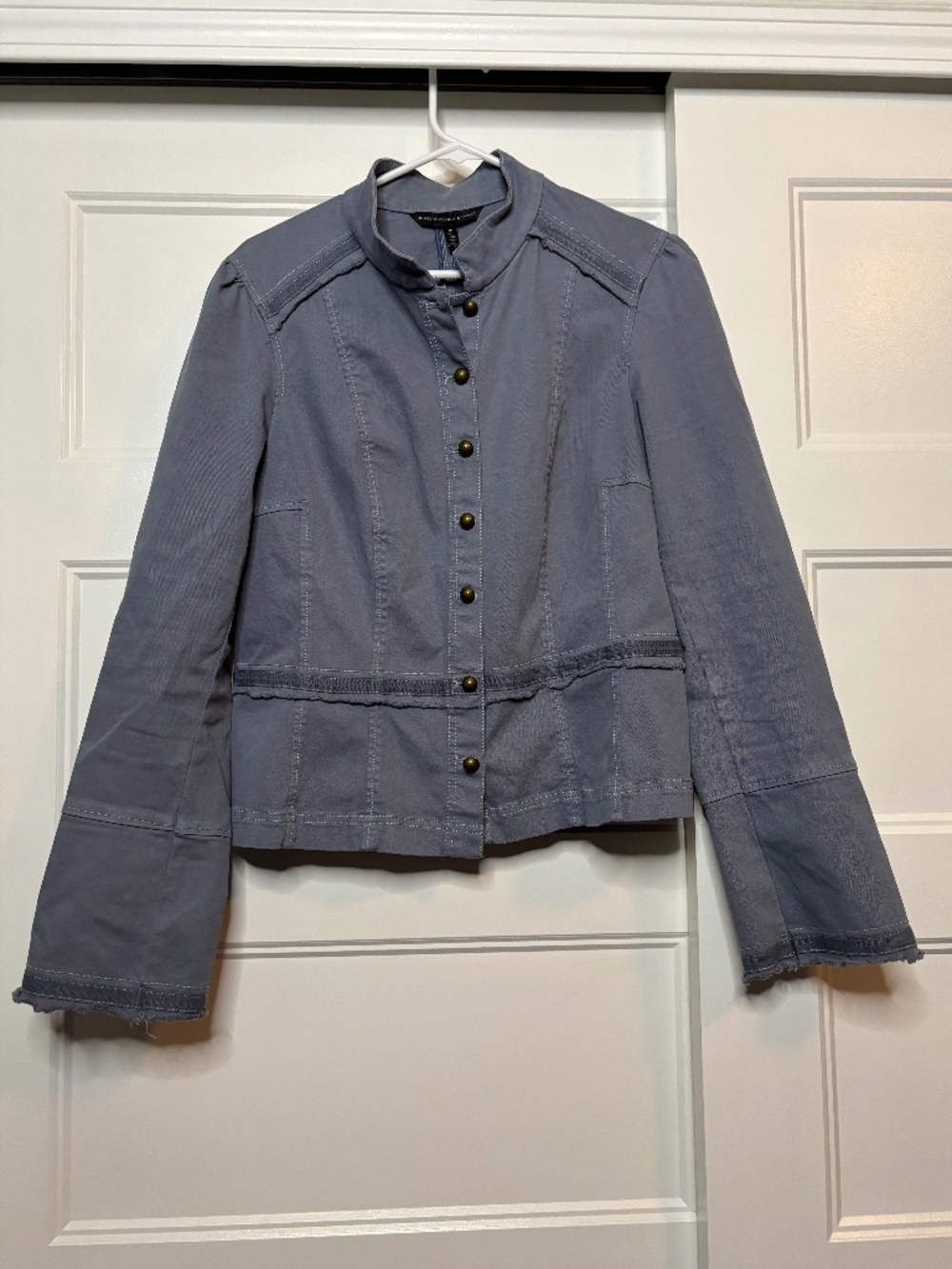 White House Black Market Military Utility Cotten Jacket Blue Gray